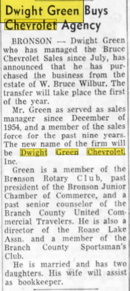 Dwight Green Chevrolet - Dec 1958 Green Takes Over (newer photo)